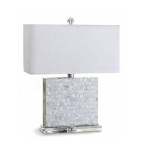 Belle base de lampe en nacre blanche avec un design moderne en brique sans abat-jour élégante lampe de chevet décor à la maison - Product Image 6