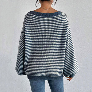 Maglione da Donna Cross-Border EU/US - Top in Maglia Versatile con Spalle Scoperte, Blocchi di Colore, Maniche a Lanterna, Stile Casual e Comodo - Product Image 3