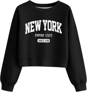 Sweat-shirt pour homme à col rond, coupe régulière, doublé en polaire, polyester/coton, imprimé avec des lettres brodées, style Y2K d'hiver - Product Image 1