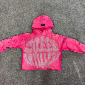 Fourniture directe d'usine couleur unie hommes strass sweats à capuche haute qualité impression Logo épais strass sweat à capuche zippé fabriqué au Pakistan - Product Image 3