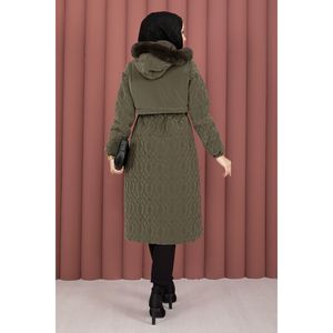 เสื้อโค้ทกันหนาว Kapitone Winter Nova Kaban Haki พร้อมผ้าทอและใยโพลีเอสเตอร์บุด้วย Desen Krk Kaponlu Haki - Product Image 6