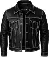 Veste de camionneur en cuir d'agneau brun vieilli pour hommes - Veste de motard vintage authentique pour hommes, style western