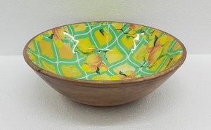 High Quality Eco-Friendly Wooden Meena Work Kitchenware Bowl Handmade Round Shape Solid Wood Tabletop <b>Dinnerware</b> Fancy Design - Product Image 5