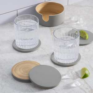 Handcrafted Minimalist style round spun <b>bamboo</b> coaster with holder for party table decor restaurant bar from Vietnam - Product Image 5