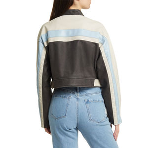 Chaqueta Corta de Cuero para Mujer, Económica, Transpirable, Resistente al Viento, Ecológica, de Color Sólido, Servicio OEM - Product Image 2