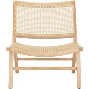 Chaise de jardin moderne en bois avec rotin naturel tissé Chaise de détente Mobilier d'extérieur Coussin Chaise de jardin - Product Image 3