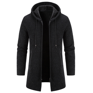 2023 Otoño Invierno suéter de lana para hombre suéter abrigo grueso Warn suéteres con capucha hombre Color sólido Chaqueta de punto informal 2023 hombres - Product Image 3