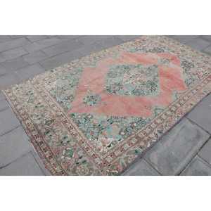 พรมวินเทจขนาดใหญ่ 5x9.2 ฟุต พรมตุรกี พรมลายตารางแดงน้ำเงินทำจากขนสัตว์ - Product Image 3