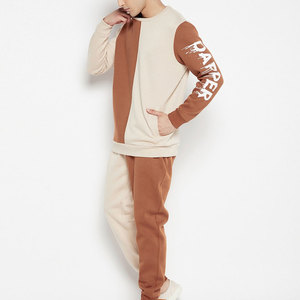 Ensemble de survêtement pour homme, sweat-shirt à col rond avec blocs de couleur, coupe classique, streetwear, vêtements d'hiver, 100% coton, design 2 en 1 - Product Image 2