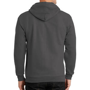 Sweat-shirt à capuche à fermeture éclair complète en polaire essentielle pour hommes, sweat à capuche gris anthracite, sweat à capuche unisexe personnalisé - Product Image 2