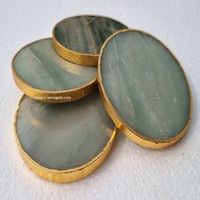 Sous-verre en Aventurine Verte et Agate, Pierre Précieuse de Quartz Naturelle Faite à la Main, Décoration d'Intérieur, Thème Amour JILANI, Plaqué Or, Boule Rose, Vente en Gros