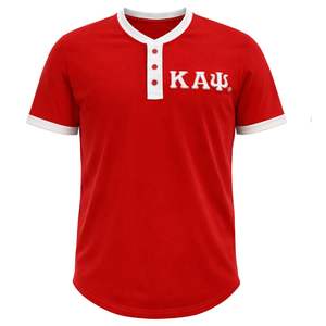 Kappa Alpha Psi Premium <b>Red</b> Henley <b>Shirt</b> Short Sleeve Greek Letter Top with Button Placket for Casual Collegiate Greekwear - Product Image 3