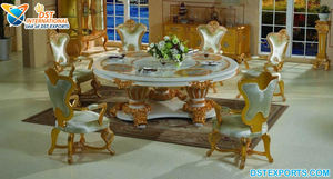 Muebles de comedor antiguos hechos a mano de diseño turco, conjunto de muebles de comedor de estilo europeo, conjunto de comedor de madera de teca de lujo - Product Image 6