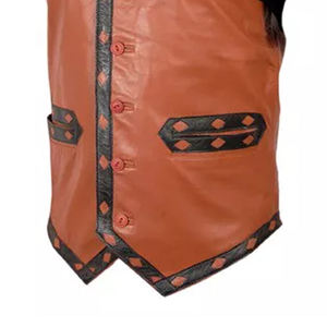 Top Trending Products Moda Nuevo modelo Chaleco de cuero de color personalizado Diseño personalizado Logotipo Chaleco bordado de cuero - Product Image 6
