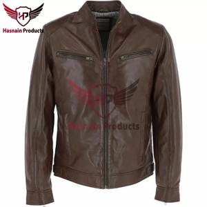 Offre Spéciale haut Tan en cuir véritable Biker veste pour hommes élégant hiver moto vêtements d'extérieur avec fourrure décoration nouvel état - Product Image 2