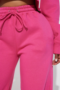OEM <b>Womens</b> High Quality Custom Oversized Bright Pink <b>Lounge</b> Sweatpants Winter Thick Jogger Cozy Fleece <b>Pants</b> Made in Pakistan - Product Image 3