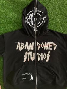 Sudadera con capucha Unisex personalizada de peso pesado desgastado bordado 100% algodón para hombre con cremallera completa ropa de patrón sólido - Product Image 4