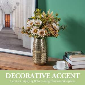 Vase à fleurs texturé à fleurs métalliques chics modernes décorant des jardinières décoratives en fer pour l'événement de mariage au bureau à domicile - Product Image 2