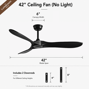 Ventilador de Techo Negro de 42 Pulgadas con 3 Aspas, Sin Luz, con Control Remoto, Motor DC Reversible Silencioso para Dormitorio y Sala de Estar - Product Image 5