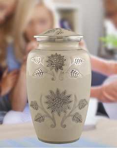 Urne de tournesol urne de crémation blanche perlée urnes funéraires et commémoratives pour cendres humaines 200 lb avec sac en velours - Product Image 5