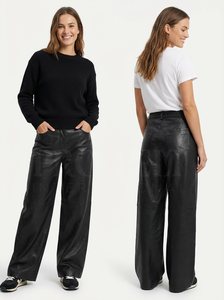 Pantalones de Cuero de Primera Calidad al por Mayor, Cómodos, con Trabillas para Cinturón, Bolsillos con Botones, Estilo Moderno, Ajuste Cómodo - Product Image 3