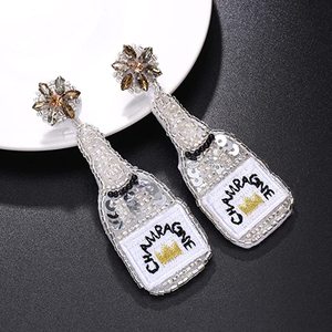 Pendientes de cuentas de perlas blancas de estilo étnico bohemio, joyería colgante en forma de botella de oro hecha a mano para ropa de fiesta, pendientes de moda - Product Image 3
