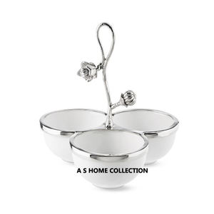 Tazón de fruta seca blanca de 3 niveles de lujo de diseñador de metal decorativo para Decoración de mesa - Product Image 1