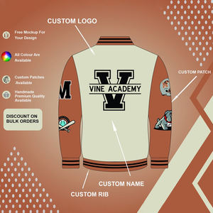 Venta al por mayor de chaquetas universitarias teñidas lisas con bordado personalizado, chaqueta acolchada unisex, perfecta para equipos, clubes y ropa universitaria - Product Image 3