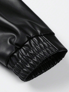 Chaqueta de Cuero para Mujer con Cierre Frontal, Manga Larga, Transpirable, Tinte Liso, Ecológica, Ropa de Abrigo de Invierno para Estilo de Oficina - Product Image 5