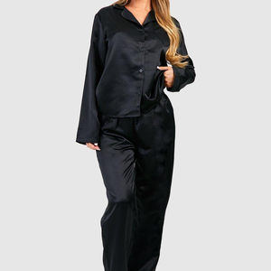 Haute qualité automne lait 100% soie décontracté à manches longues pyjama ensemble Logo personnalisé vêtements de maison grande taille nouveauté OEM vêtements de nuit doux - Product Image 3