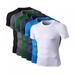 Camiseta Deportiva Personalizada al por Mayor para Hombre, Azul, Manga Corta, Secado Rápido, Corte Ajustado, Cuello Redondo, Tejido de Poliéster, Color Sólido - Product Image 4