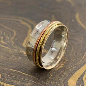 Five and a Half Carat Three Tone <b>Spinner</b> <b>Ring</b> (5.7 Grams) for Gift Occasions - Product Image 1