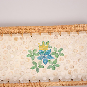 Coloré en coquille rotin tissé plateau créatif à la main assiette de fruits plateau de rangement maison comptoir décoration du Vietnam - Product Image 2