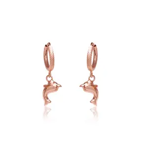 Boucles d'oreilles créoles pendantes tendance en plaqué or rose pour femmes - Cuivre et acier inoxydable - Product Image 1