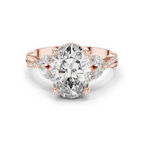 Anillo de Diamante de Laboratorio con Corte Ovalado de 3.35 CT para Mujer, Claridad VVS-VS EF, Oro de 18K, 14K, 10K y Plata 925, Oro Rosa, Amarillo y Blanco - Product Image 1