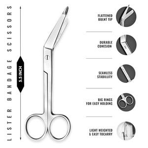Ensemble de 11 pièces de ciseaux de traumatologie EMT ultra-affûtés + ciseaux à pansements Lister de 5,5 pouces, poignée ergonomique, prise en main confortable, certifié CE. - Product Image 2