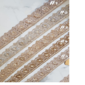 Rubans et lacets brodés à la machine sur mesure dans divers modèles-couleur or et bronze pour robes de mariée - Product Image 1