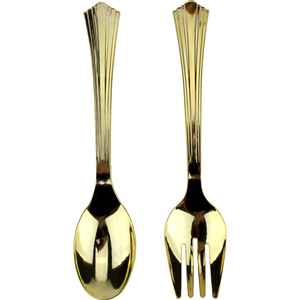 Venta al por mayor elegante mango de diseño juego de servir espejo dorado pulido cucharas y tenedores de acero inoxidable para banquete occidental boda - Product Image 1