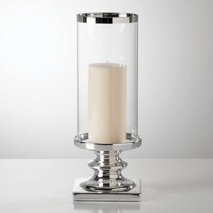 Bougeoir pilier Hurricanes élégant en métal plaqué argent/verre pilier de bougie de luxe pour la décoration de fêtes d'événement à domicile - Product Image 2