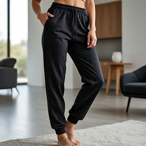 Pantalon de survêtement en éponge française 100% coton pour hommes, coupe ample, jambe large, double taille, pantalon évasé droit - Product Image 2