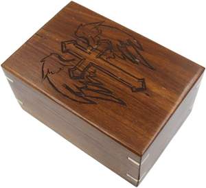Urnes en bois pour cendres humaines adulte mâle femme croix avec ailes d'ange urnes gravées pour cendres fabriquées à la main funérailles en palissandre - Product Image 5