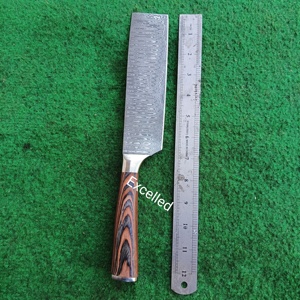 มีดหั่นเนื้อเหล็กดามัสกัสทำด้วยมือพร้อมด้ามไม้ pakka มีดทำครัวคุณภาพสูงออกแบบได้ตามต้องการ - Product Image 5