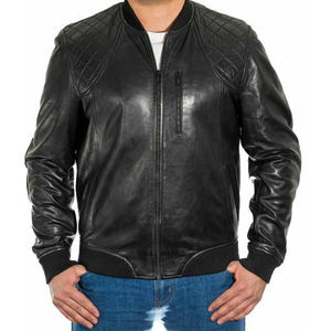 Blouson aviateur en tissu de laine de haute qualité pour les jeunes conçu sur mesure avec des panneaux de couture en diamant en cuir enduit arrivant bientôt! - Product Image 1