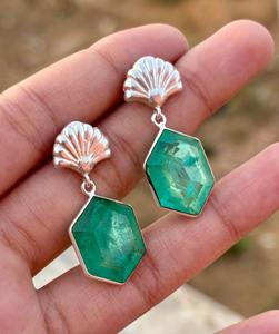 925 Sterling <b>Silver</b> Beautiful <b>Silver</b> Jewelry Trendy Emerald Crystal Gemstone <b>Earring</b> for <b>Women</b> for Wedding or Party Gift - Product Image 4