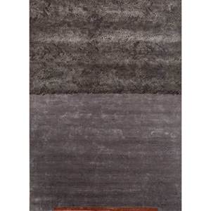 Tapis Urban Pause en laine et soie de bambou Kavi, noué à la main, motif abstrait gris et noir, pour salon, couloir, chambre - Esk-364 - Product Image 1