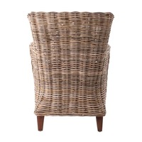 Fauteuil en Rotin Naturel Tressé à la Main avec Coussin, Chaise en Osier Durable et Élégante pour Salon ou Patio