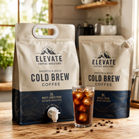 Sachet de café froid AT PACK 3L, sachet de concentré de café imprimé sur mesure avec bec verseur pour emballage de boissons prêtes à boire
