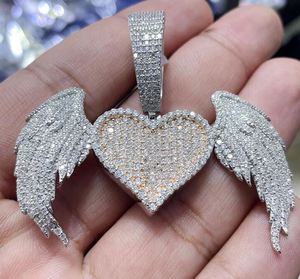 Colgante de corazón de alas de Ángel, colgante de moissanita VVS para mujer, colgante de corazón helado, colgante de ala dorada, color VVS D de 5,65 quilates - Product Image 3