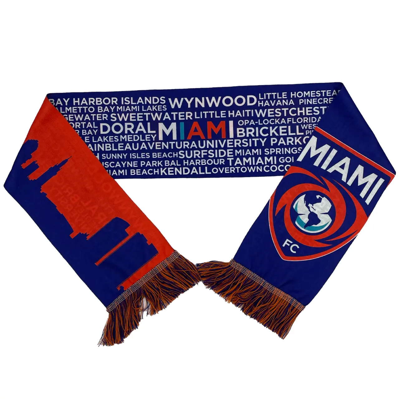 Custom Miami Nationale Vlag Acryl Gebreide Geweven Jacquard Textiel Polyester Zijde Voetbalteam Clube Fans Sport Sjaal