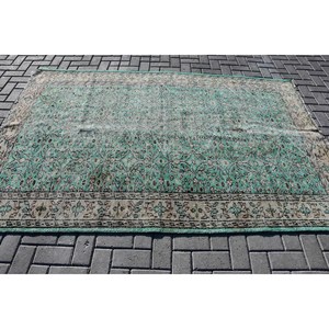 Alfombra Turca Vintage de 5.5x8.1 pies, Alfombra Grande de Lana Verde con Diseño Abstracto - Product Image 3